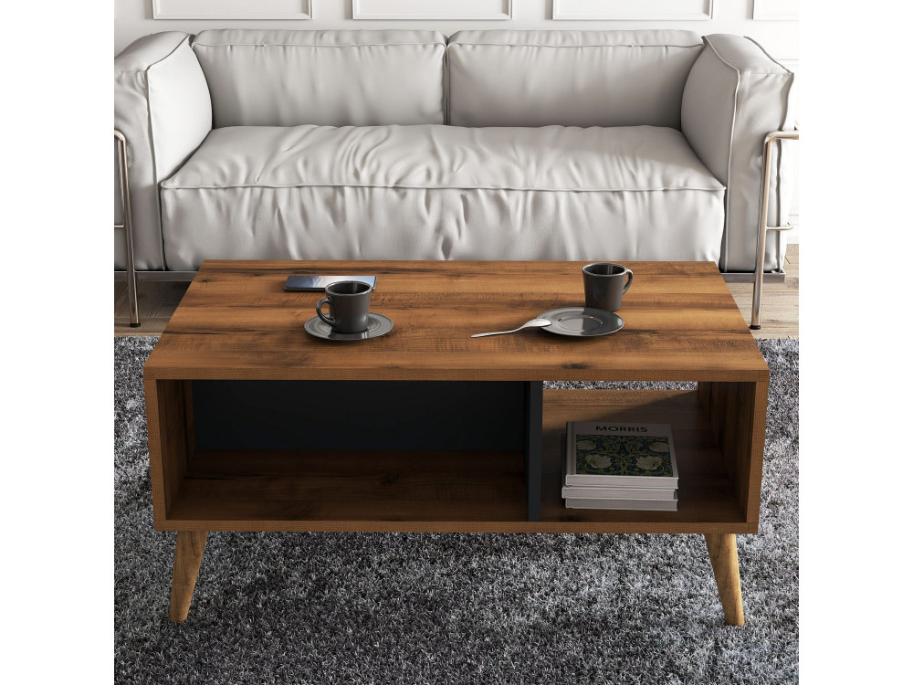Wooden coffee table "Exxen" - 90 x 41 x 54 cm - Anthracite grey