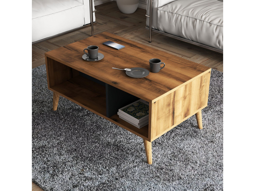 Wooden coffee table "Exxen" - 90 x 41 x 54 cm - Anthracite grey