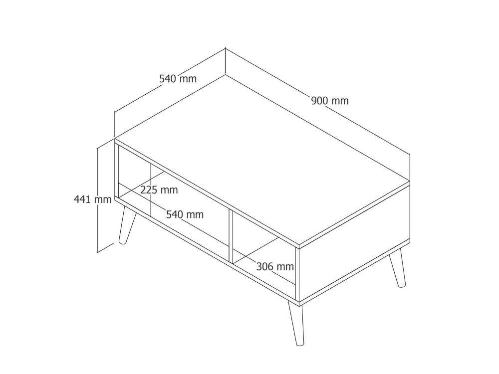 Wooden coffee table "Exxen" - 90 x 41 x 54 cm - Anthracite grey