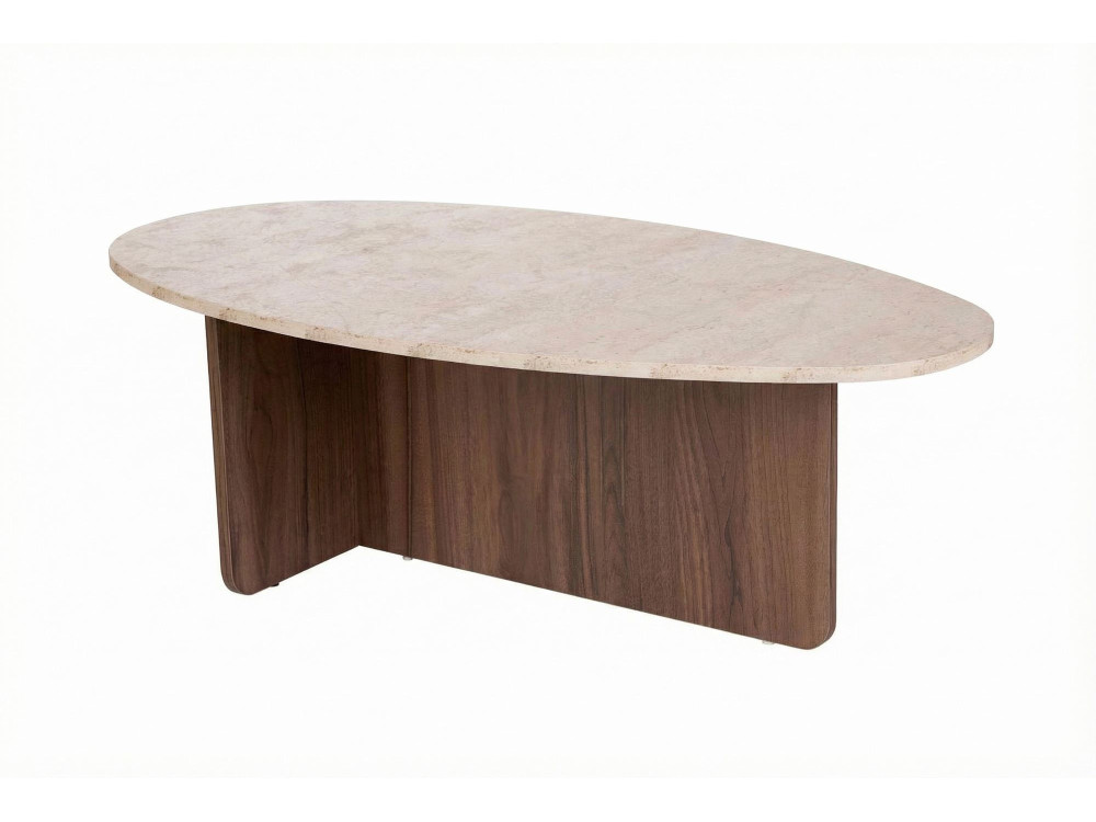 Orba" wooden coffee table - 120 x 65 x 40 cm - Travertine
