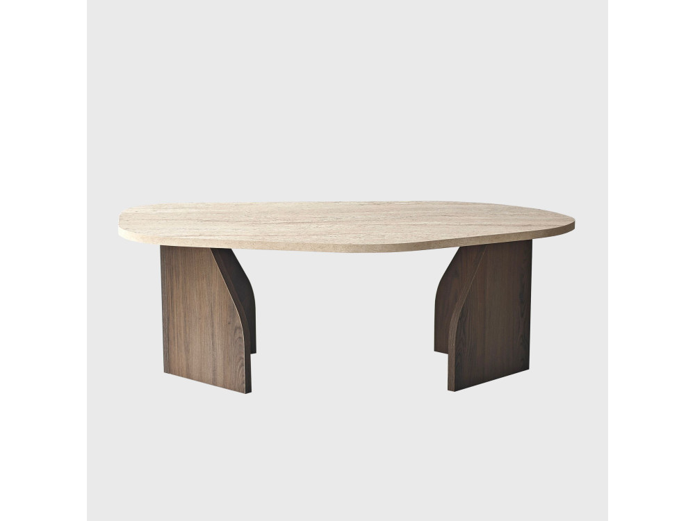 Rock" wooden coffee table - 100 x 60 x 35 cm - Travertine
