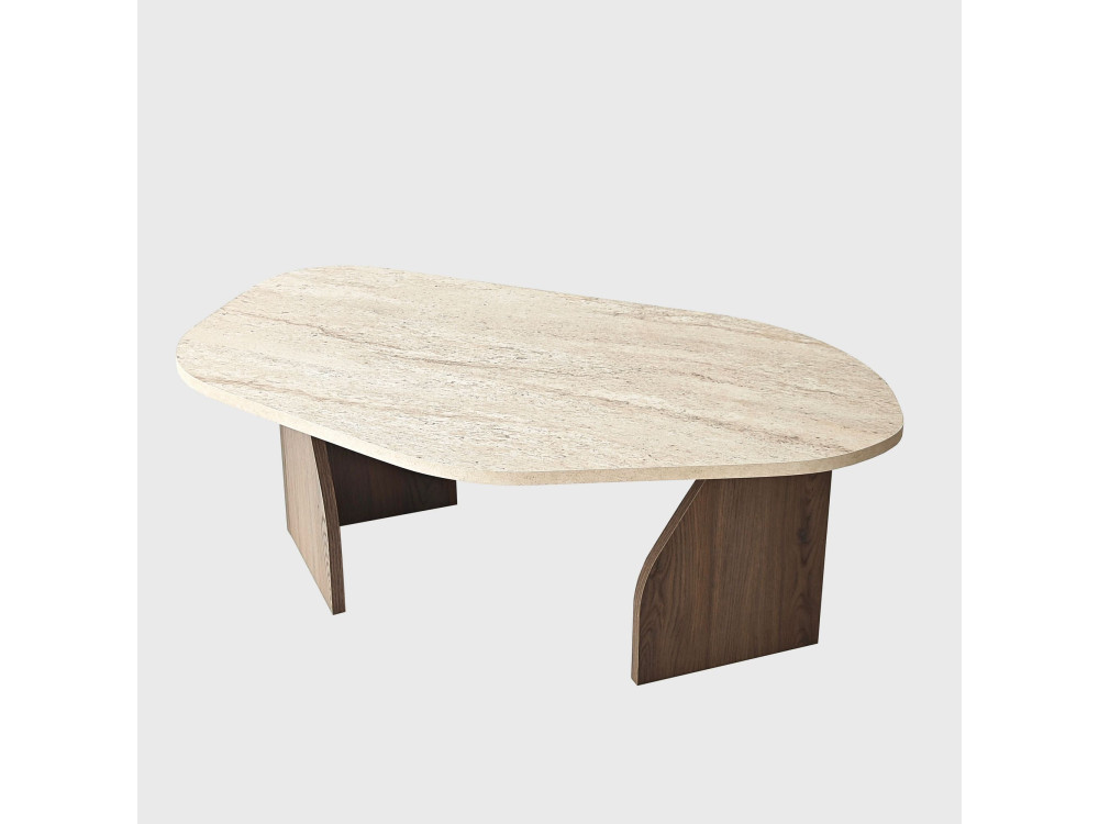 Rock" wooden coffee table - 100 x 60 x 35 cm - Travertine