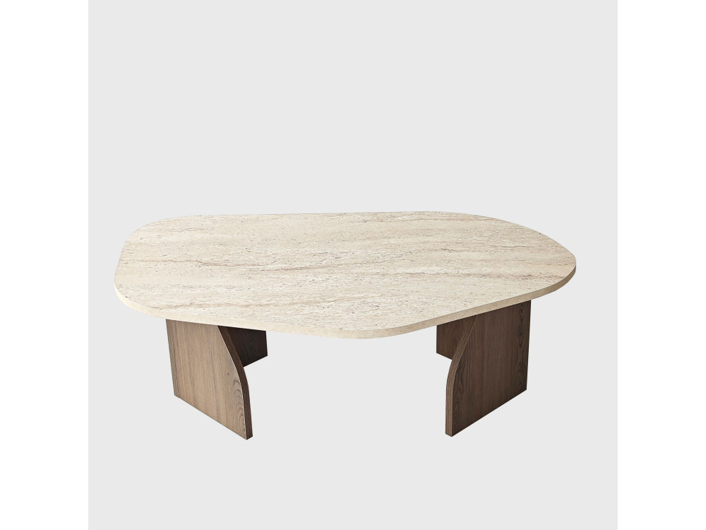 Rock" wooden coffee table - 100 x 60 x 35 cm - Travertine