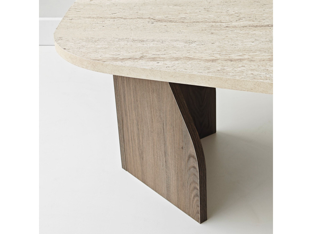 Rock" wooden coffee table - 100 x 60 x 35 cm - Travertine