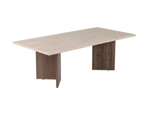 Sabin" wooden coffee table - 119 x 60 x 40 cm - Travertine