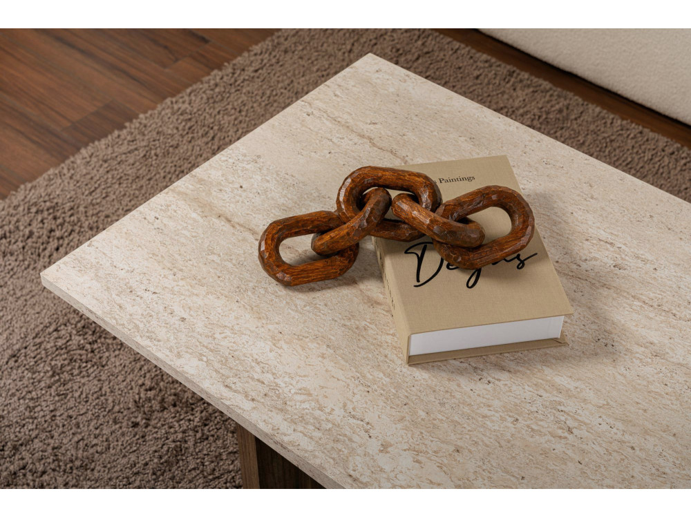 Sabin" wooden coffee table - 119 x 60 x 40 cm - Travertine