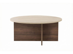Soleil" wooden coffee table - 90 x 90 x 40 cm - Travertine