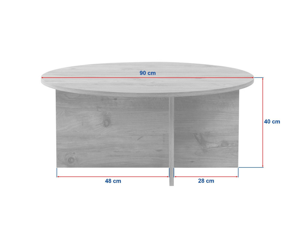 Soleil" wooden coffee table - 90 x 90 x 40 cm - Travertine
