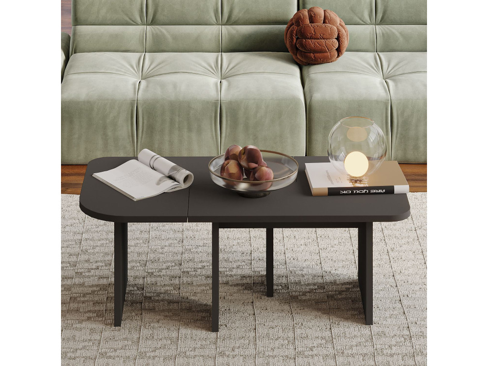 Iris" wooden coffee table set - 90 x 45 x 35 cm - Charcoal grey