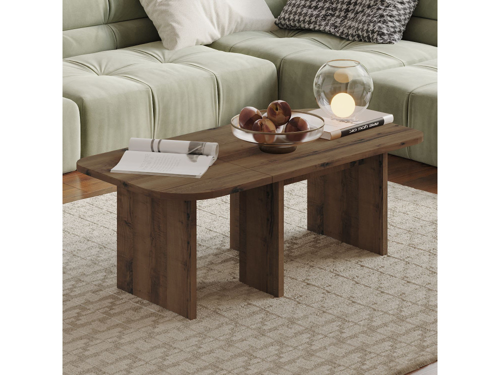 Iris" wooden coffee table set - 90 x 45 x 35 cm - Brown