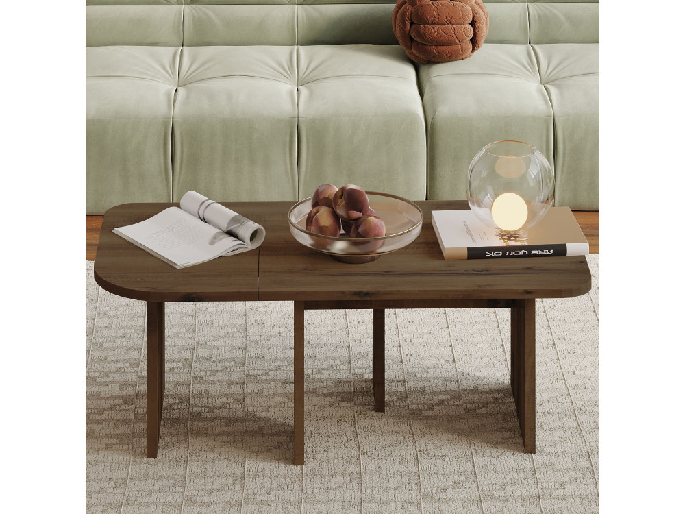 Iris" wooden coffee table set - 90 x 45 x 35 cm - Brown