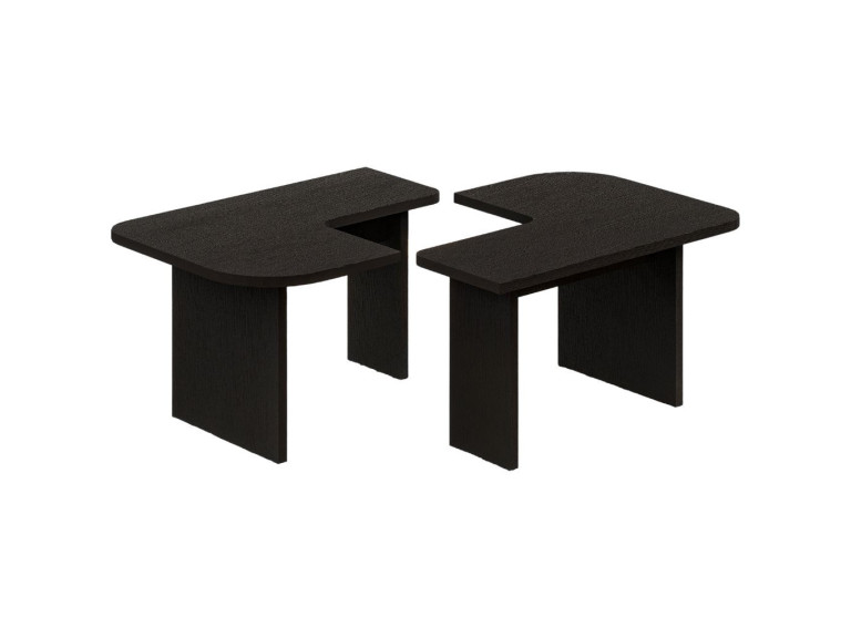 Iris" Wooden Coffee Table Set - 90 x 45 x 35 cm - Black
