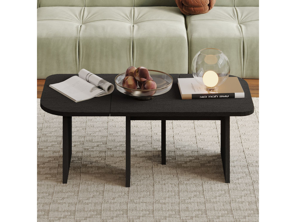 Iris" Wooden Coffee Table Set - 90 x 45 x 35 cm - Black