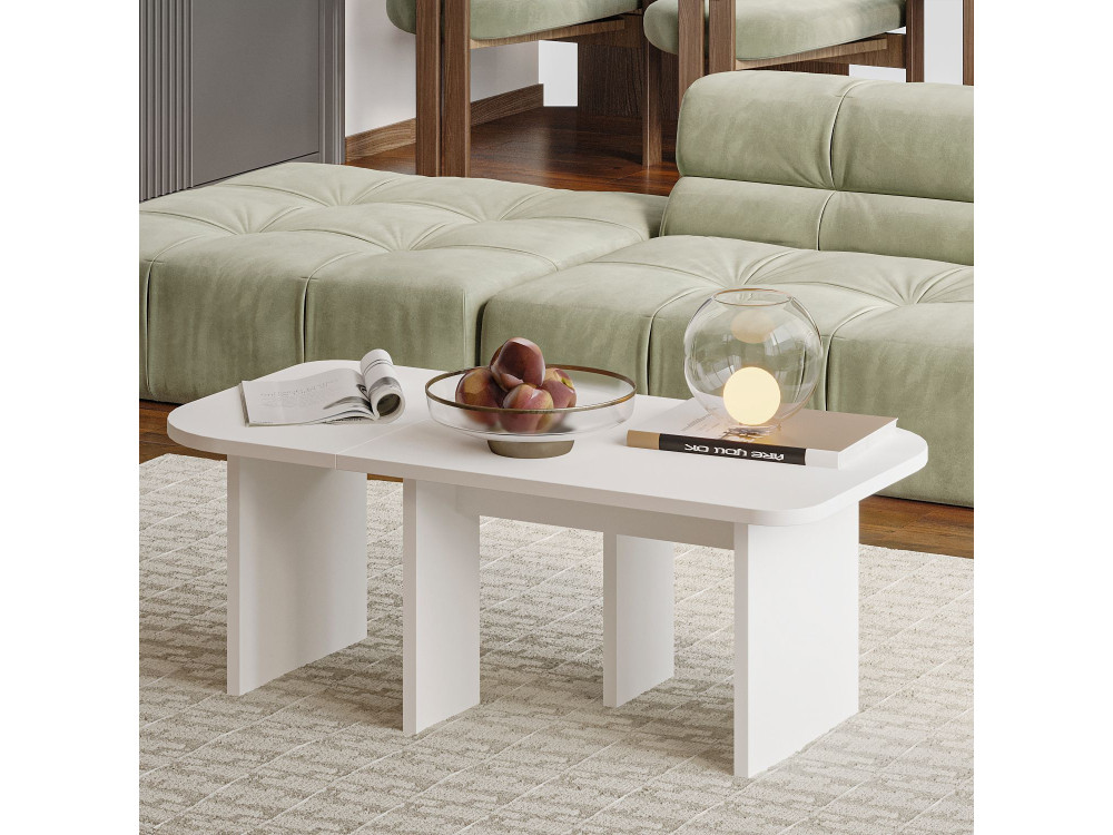 Iris" wooden coffee table set - 90 x 45 x 35 cm - White