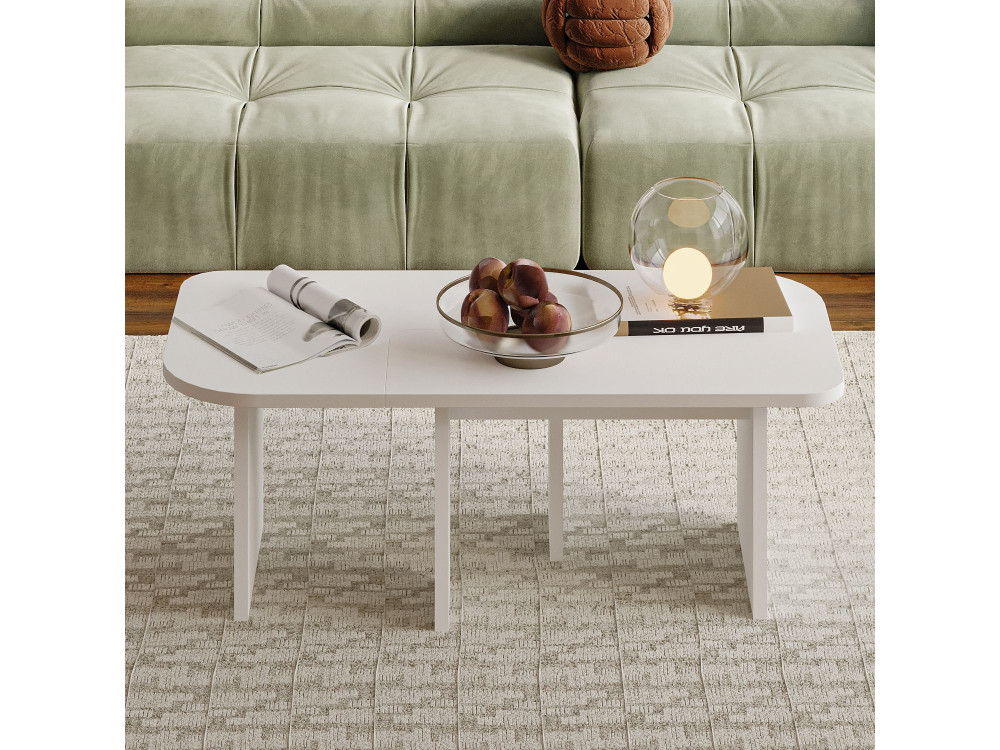 Iris" wooden coffee table set - 90 x 45 x 35 cm - White