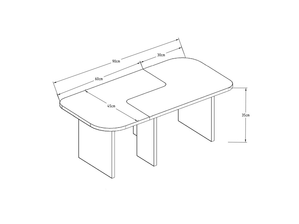 Iris" wooden coffee table set - 90 x 45 x 35 cm - White