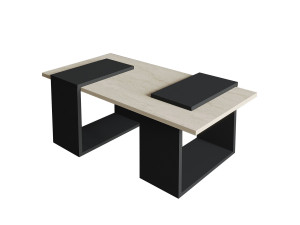Matris" wooden coffee table - 90 x 46 x 37 cm - Anthracite grey