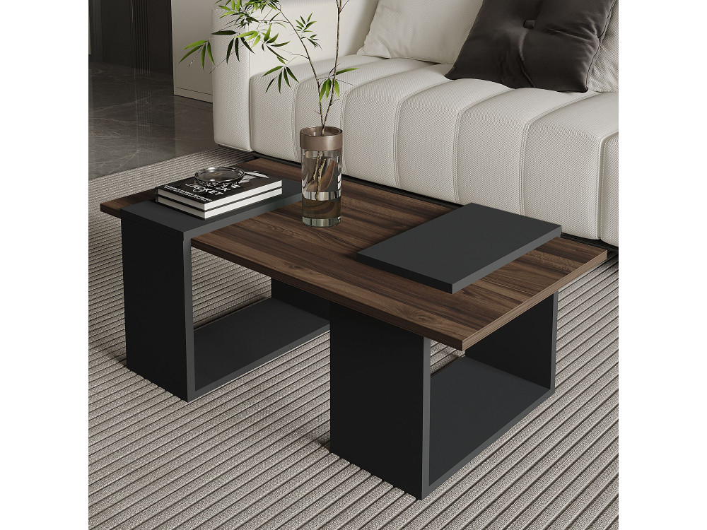 Matris" wooden coffee table - 90 x 46 x 37 cm - Brown