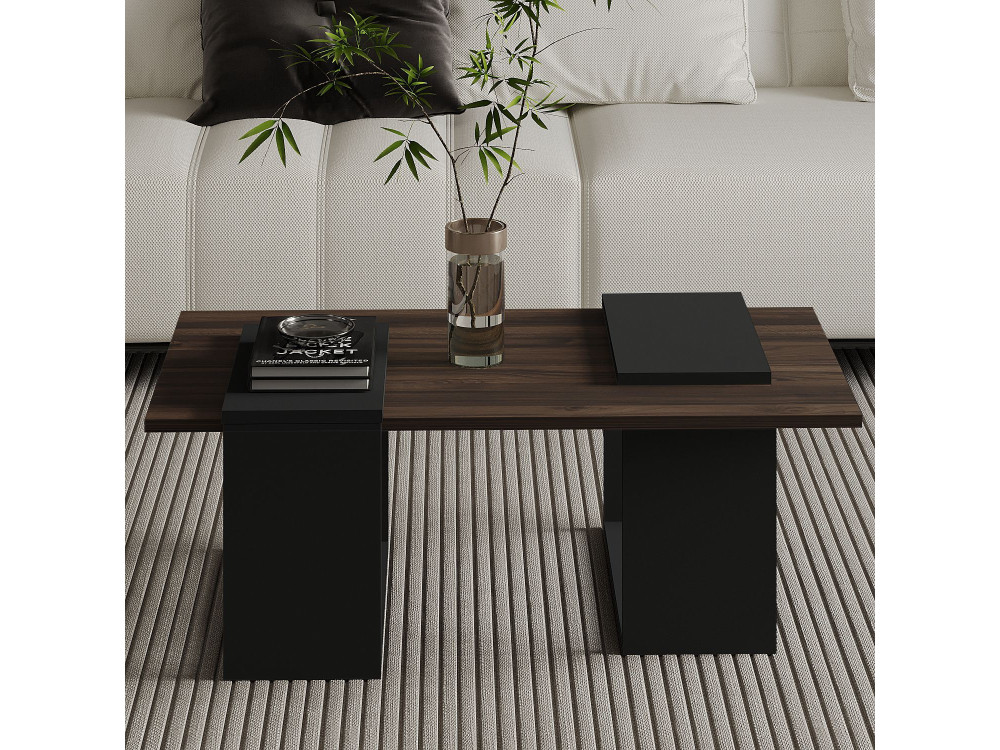 Matris" wooden coffee table - 90 x 46 x 37 cm - Brown