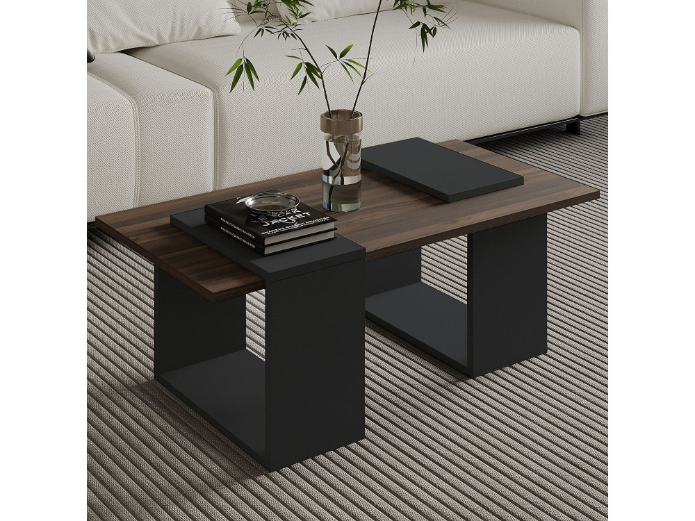 Matris" wooden coffee table - 90 x 46 x 37 cm - Brown