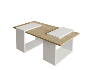 Matris" wooden coffee table - 90 x 46 x 37 cm - White