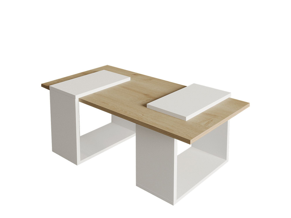 Matris" wooden coffee table - 90 x 46 x 37 cm - White