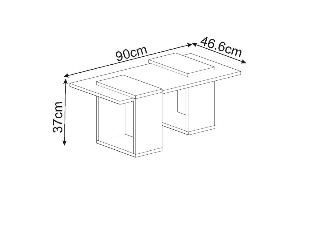 Matris" wooden coffee table - 90 x 46 x 37 cm - White