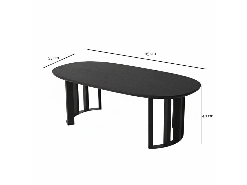 Elysia" wooden coffee table - 120 x 60 x 40 cm - Black
