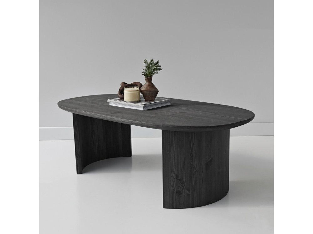 Hudson" wooden coffee table - 120 x 60 x 40 cm - Charcoal grey