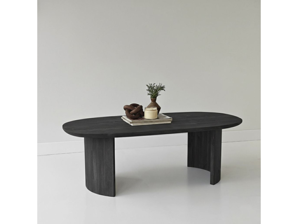 Hudson" wooden coffee table - 120 x 60 x 40 cm - Charcoal grey