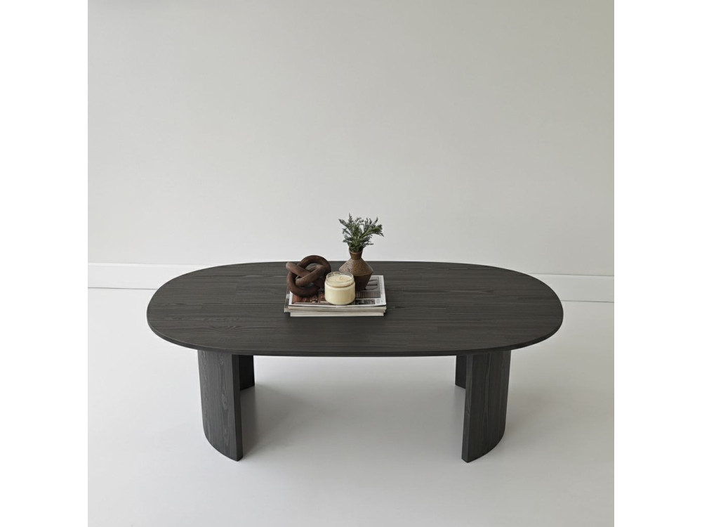 Hudson" wooden coffee table - 120 x 60 x 40 cm - Charcoal grey