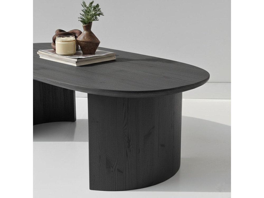 Hudson" wooden coffee table - 120 x 60 x 40 cm - Charcoal grey
