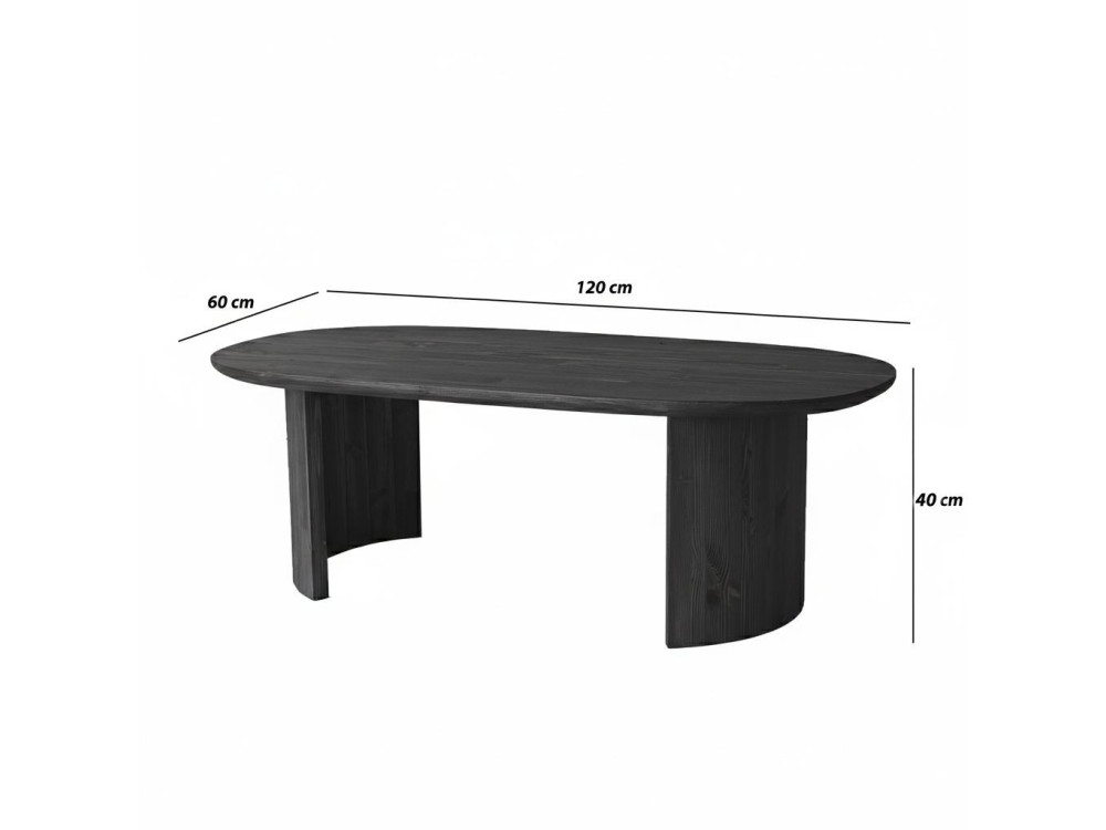 Hudson" wooden coffee table - 120 x 60 x 40 cm - Charcoal grey