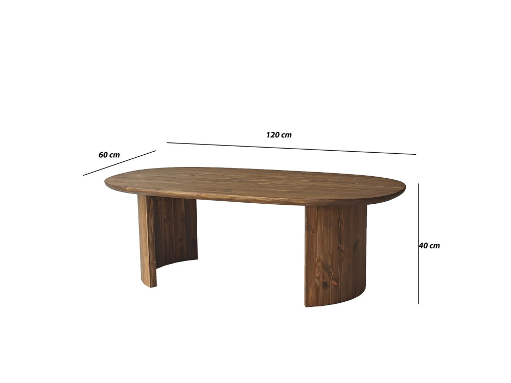 Hudson" wooden coffee table - 120 x 60 x 40 cm - Brown