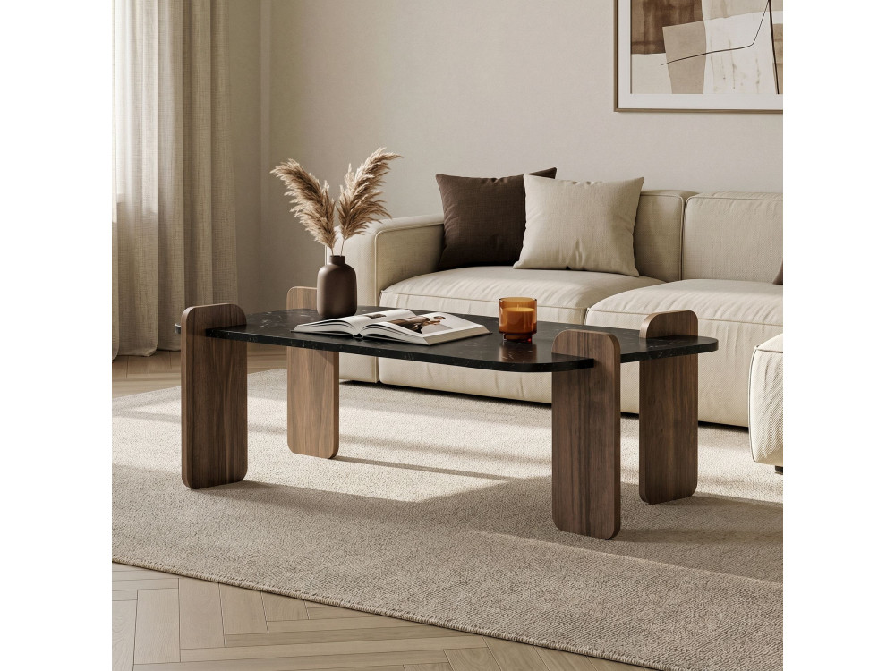 Renard" wooden coffee table - 120 x 60 x 35 cm - Black