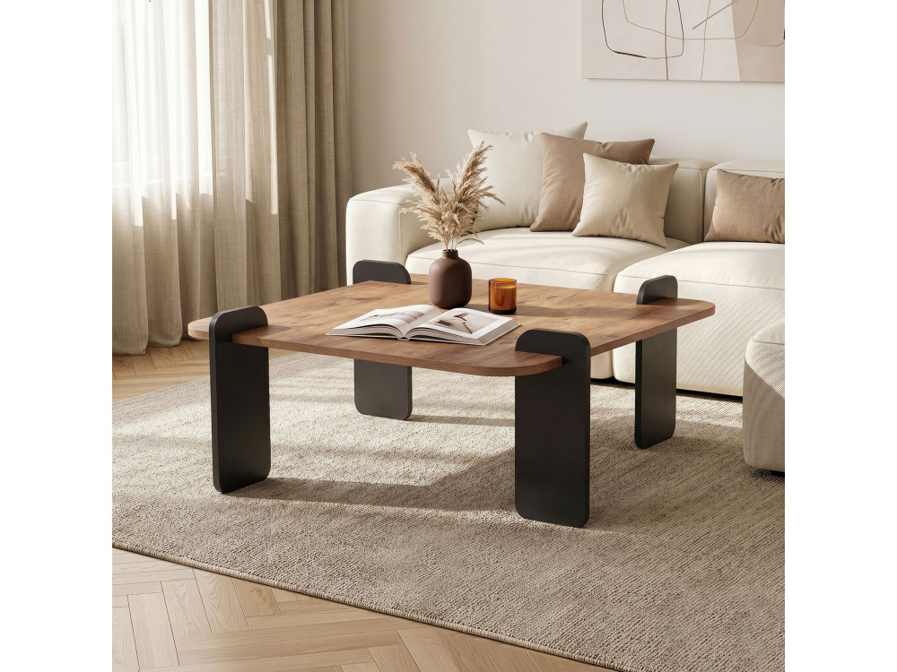 Marais" wooden coffee table - 90 x 90 x 35 cm - Light brown