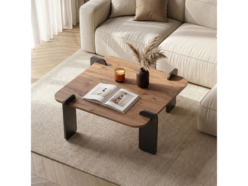 Marais" wooden coffee table - 90 x 90 x 35 cm - Light brown