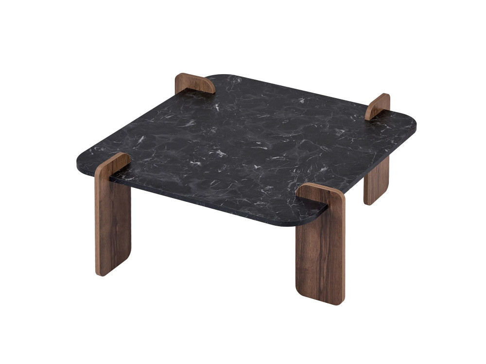 Marais" wooden coffee table - 90 x 90 x 35 cm - Black