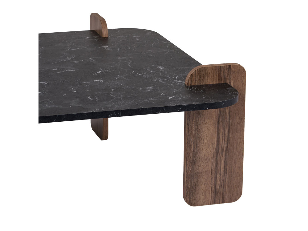 Marais" wooden coffee table - 90 x 90 x 35 cm - Black