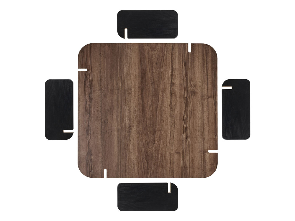 Marais" wooden coffee table - 90 x 90 x 35 cm - Brown