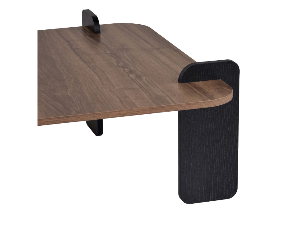 Marais" wooden coffee table - 90 x 90 x 35 cm - Brown