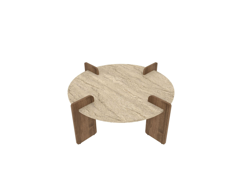 Avoure" wooden coffee table - 90 x 90 x 35 cm - Travertine
