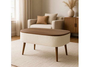 Noya" wooden coffee table - 90 x 60 x 43 cm - White