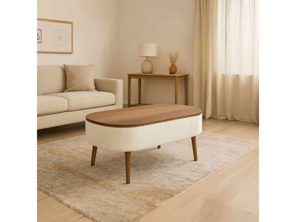 Noya" wooden coffee table - 90 x 60 x 43 cm - White
