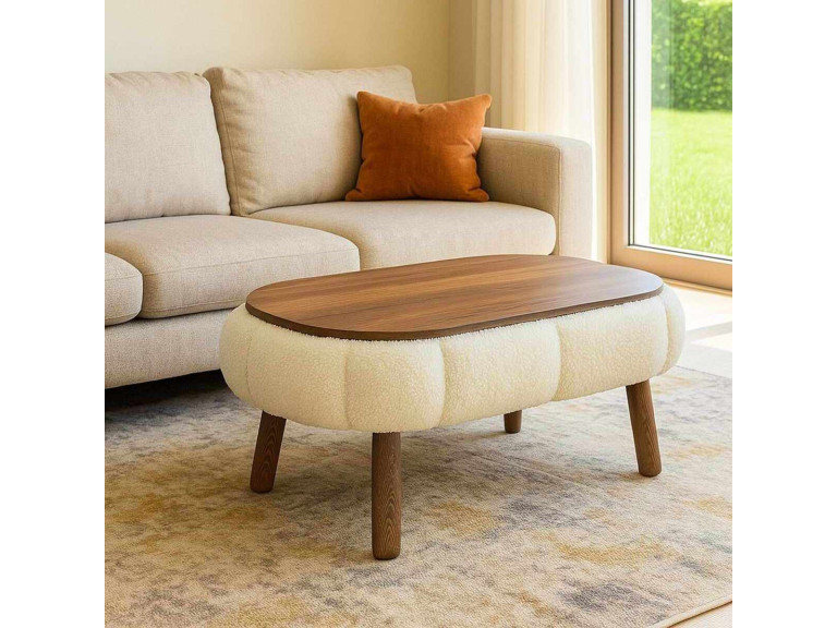 Papatya" wooden coffee table - 98 x 68 x 45 cm - White