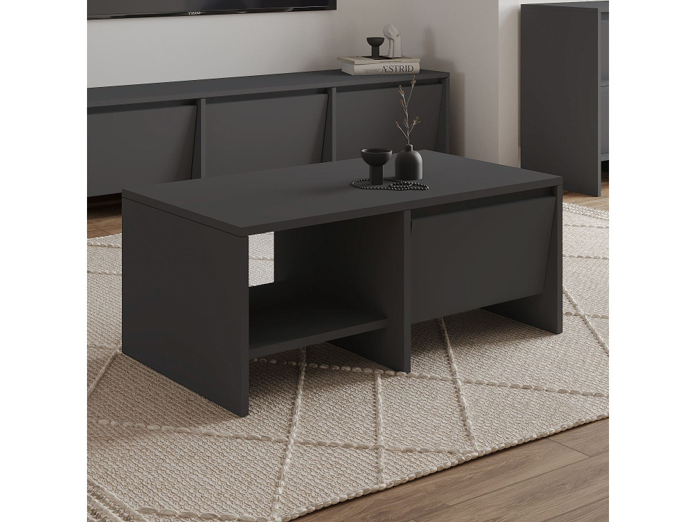 Laris" wooden coffee table - 90 x 45 x 35 cm - Anthracite grey