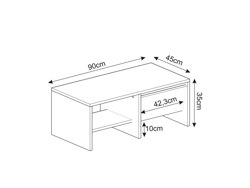 Laris" wooden coffee table - 90 x 45 x 35 cm - Anthracite grey