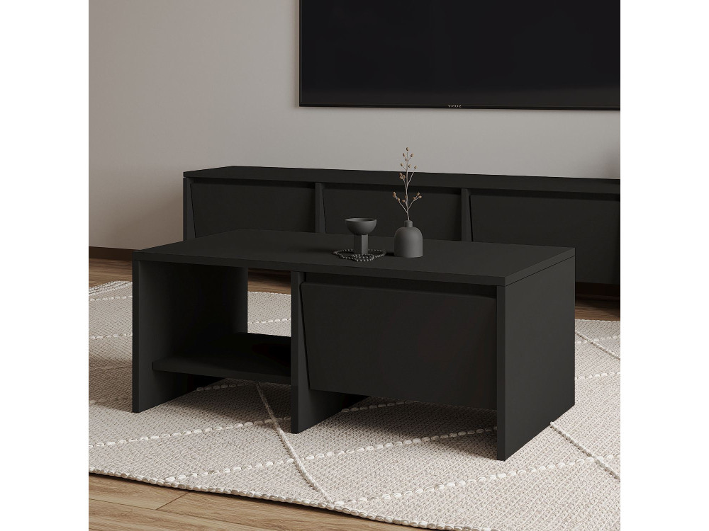 Laris" wooden coffee table - 90 x 45 x 35 cm - Black
