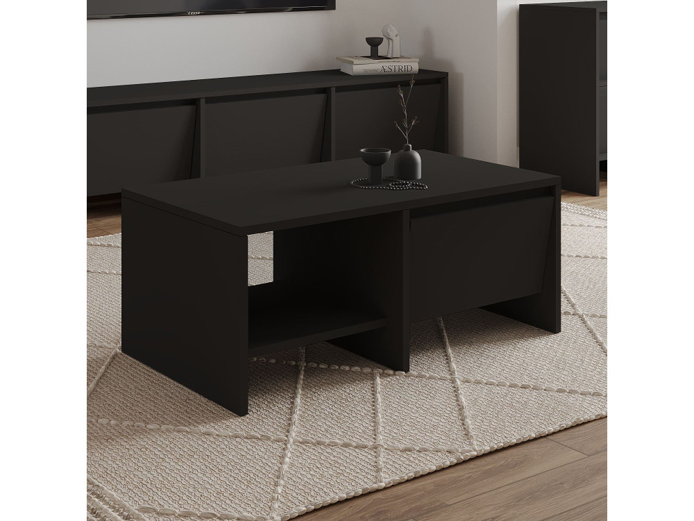 Laris" wooden coffee table - 90 x 45 x 35 cm - Black