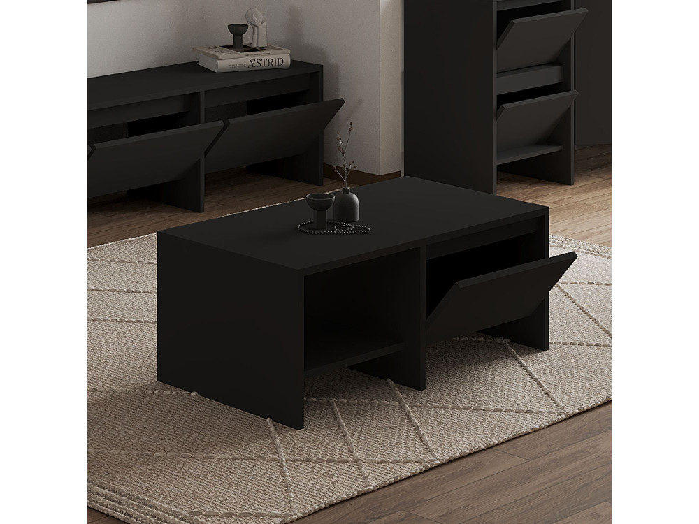 Laris" wooden coffee table - 90 x 45 x 35 cm - Black